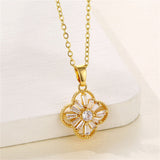Crystal & Goldtone Clover Pendant Necklace