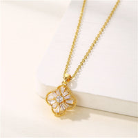 Crystal & Goldtone Clover Pendant Necklace