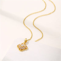 Crystal & Goldtone Clover Pendant Necklace