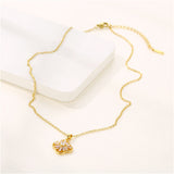 Crystal & Goldtone Clover Pendant Necklace