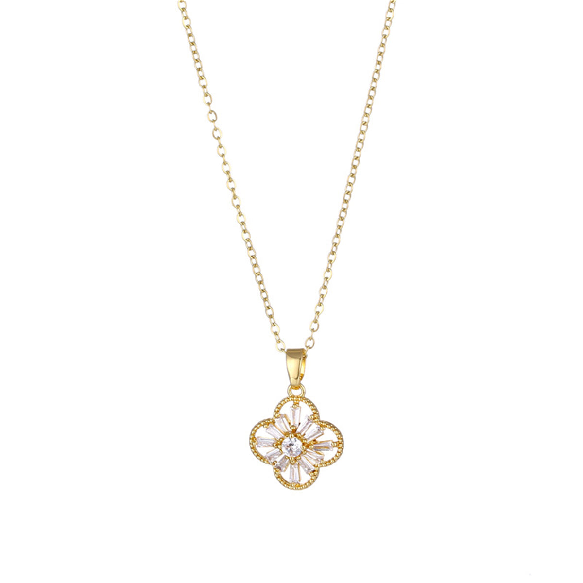 Crystal & 18K Gold-Plated Clover Pendant Necklace
