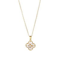 Crystal & Goldtone Clover Pendant Necklace