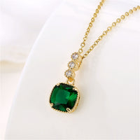Green Lab-Creayed Crystal & Cubic Zirconia Pendant Necklace