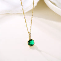Green Lab-Creayed Crystal & Cubic Zirconia Pendant Necklace