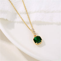 Green Lab-Creayed Crystal & Cubic Zirconia Pendant Necklace