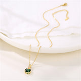 Green Lab-Creayed Crystal & Cubic Zirconia Pendant Necklace