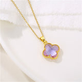 Purple Crystal & Goldtone Quatrefoil Pendant Necklace