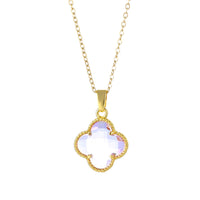 Purple Crystal & Goldtone Quatrefoil Pendant Necklace