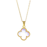 Purple Crystal & Goldtone Quatrefoil Pendant Necklace