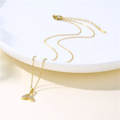 Cubic Zirconia & 18K Gold-Plated Fishtail Pendant Necklace