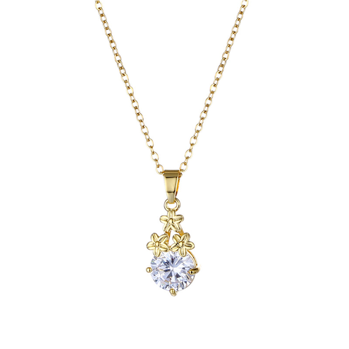 Crystal & 18K Gold-Plated Flower Cluster Pendant Necklace