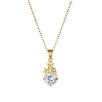 Crystal & Goldtone Flower Cluster Pendant Necklace