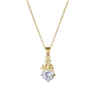 Crystal & Goldtone Flower Cluster Pendant Necklace