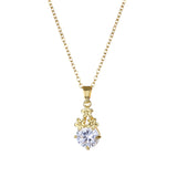 Crystal & Goldtone Flower Cluster Pendant Necklace