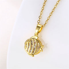 Crystal & 18K Gold-Plated Fish Pendant Necklace