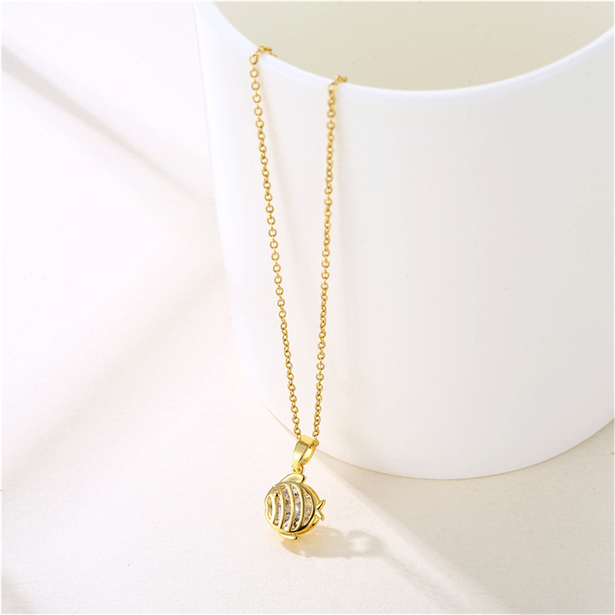 Crystal & 18K Gold-Plated Fish Pendant Necklace