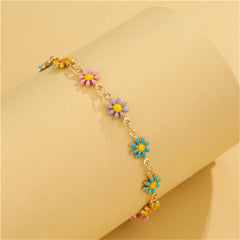 Blue Multicolor Enamel & 18K Gold-Plated Mum Station Bracelet