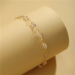 Crystal & 18K Gold-Plated Oval Station Bracelet