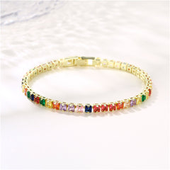Multicolor Crystal & 18K Gold-Plated Tennis Bracelet