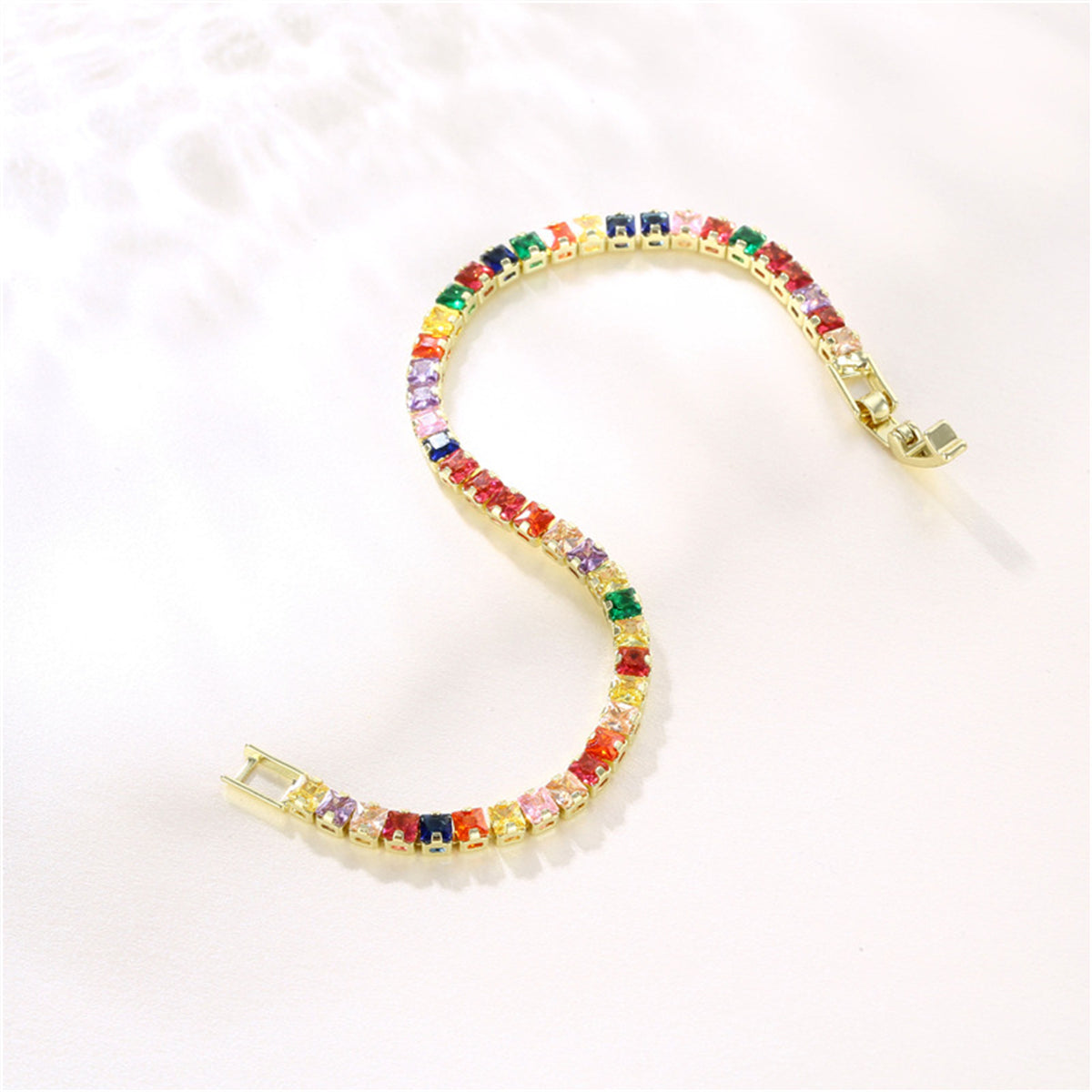 Multicolor Crystal & 18K Gold-Plated Tennis Bracelet