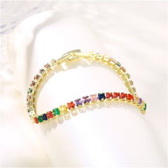 Multicolor Crystal & 18K Gold-Plated Tennis Bracelet