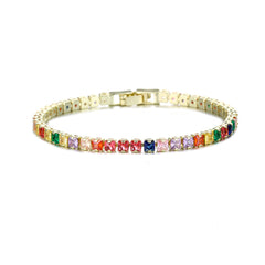 Multicolor Crystal & 18K Gold-Plated Tennis Bracelet