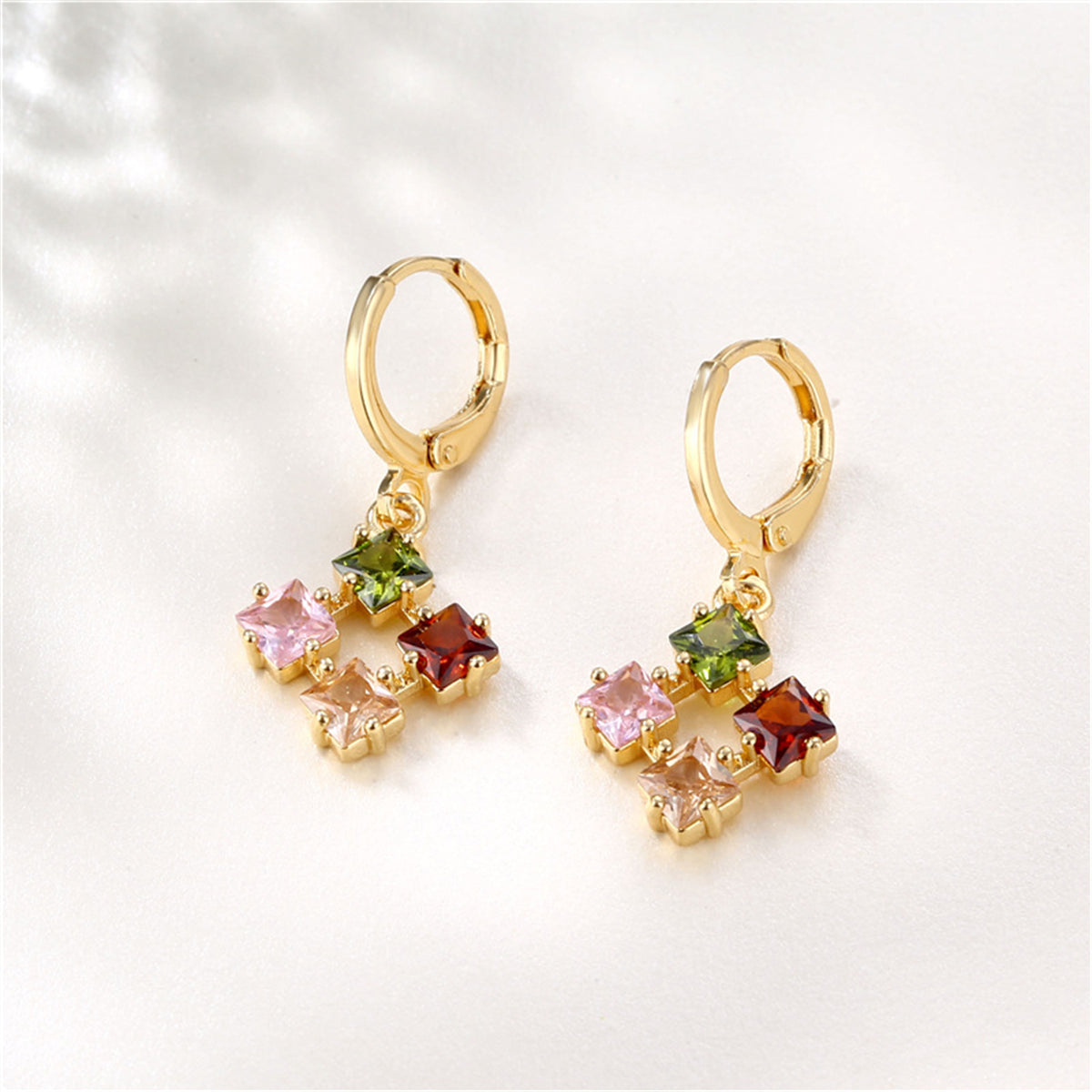 Multicolor Crystal & Cubic Zirconia Princess-Cut Huggie Earrings