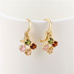 Multicolor Crystal & Cubic Zirconia Princess-Cut Huggie Earrings