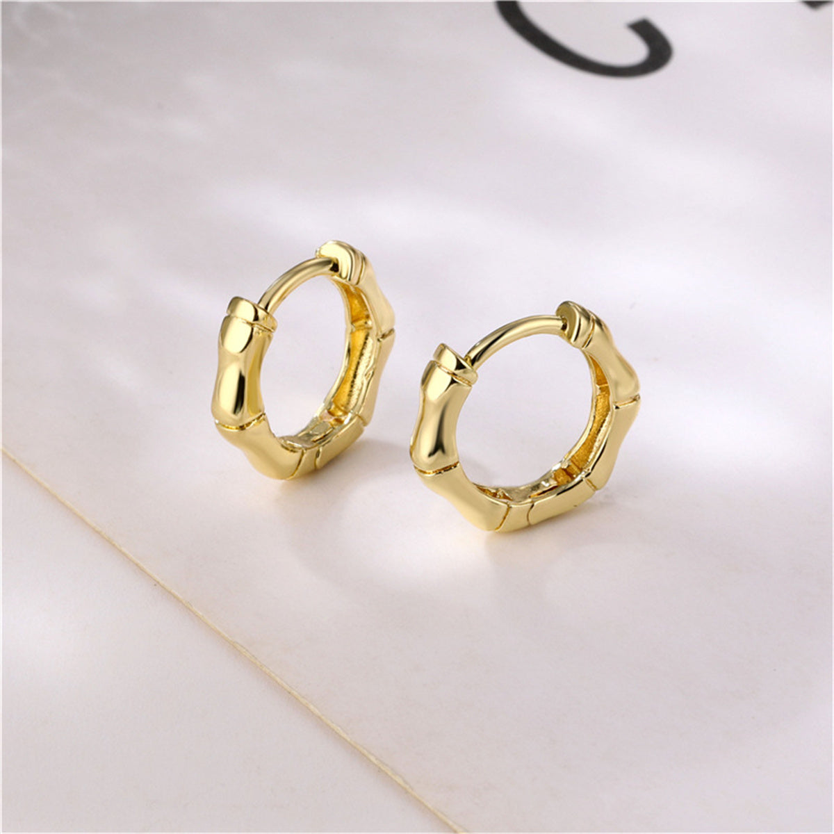 18K Gold-Plated Hexagon Huggie Earrings