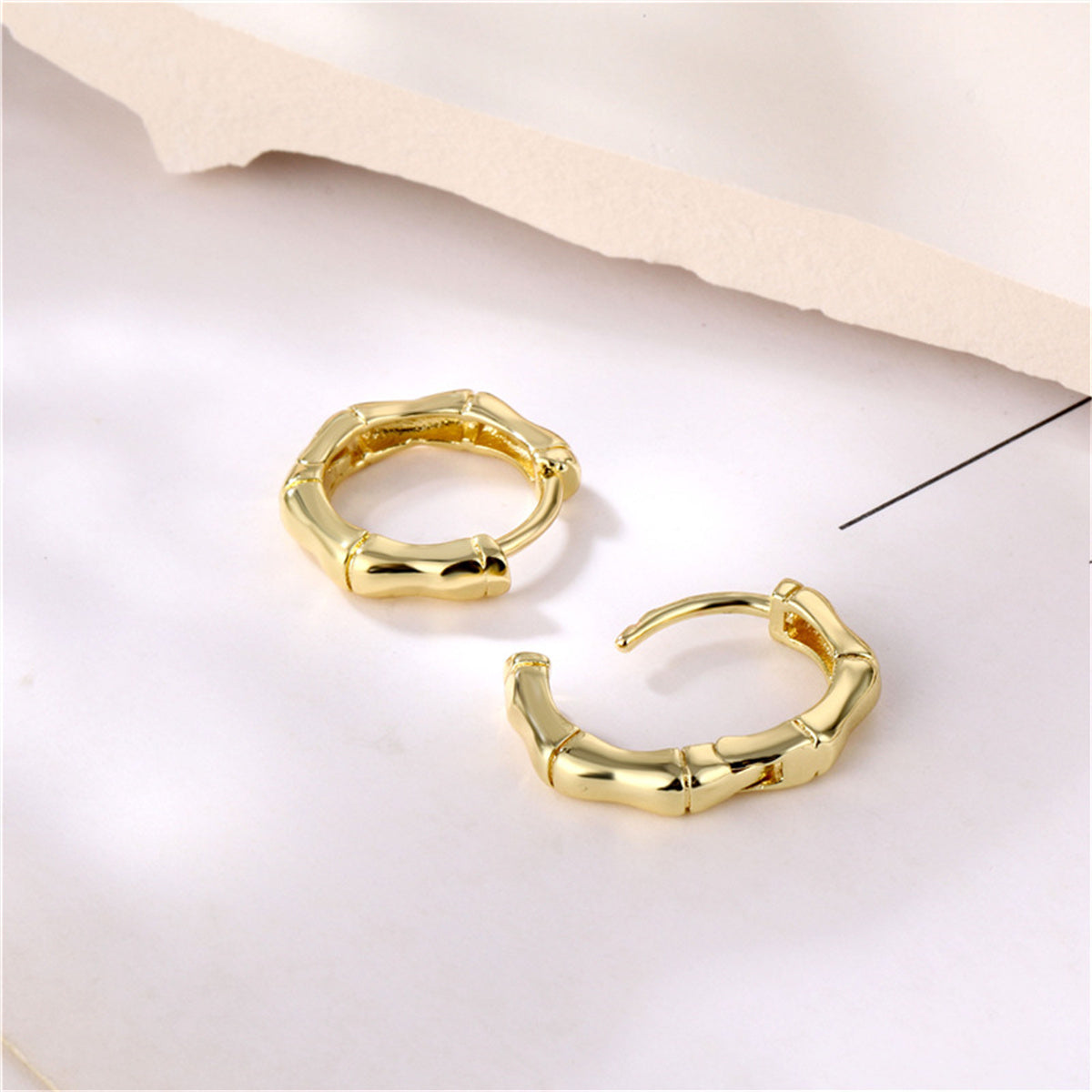18K Gold-Plated Hexagon Huggie Earrings
