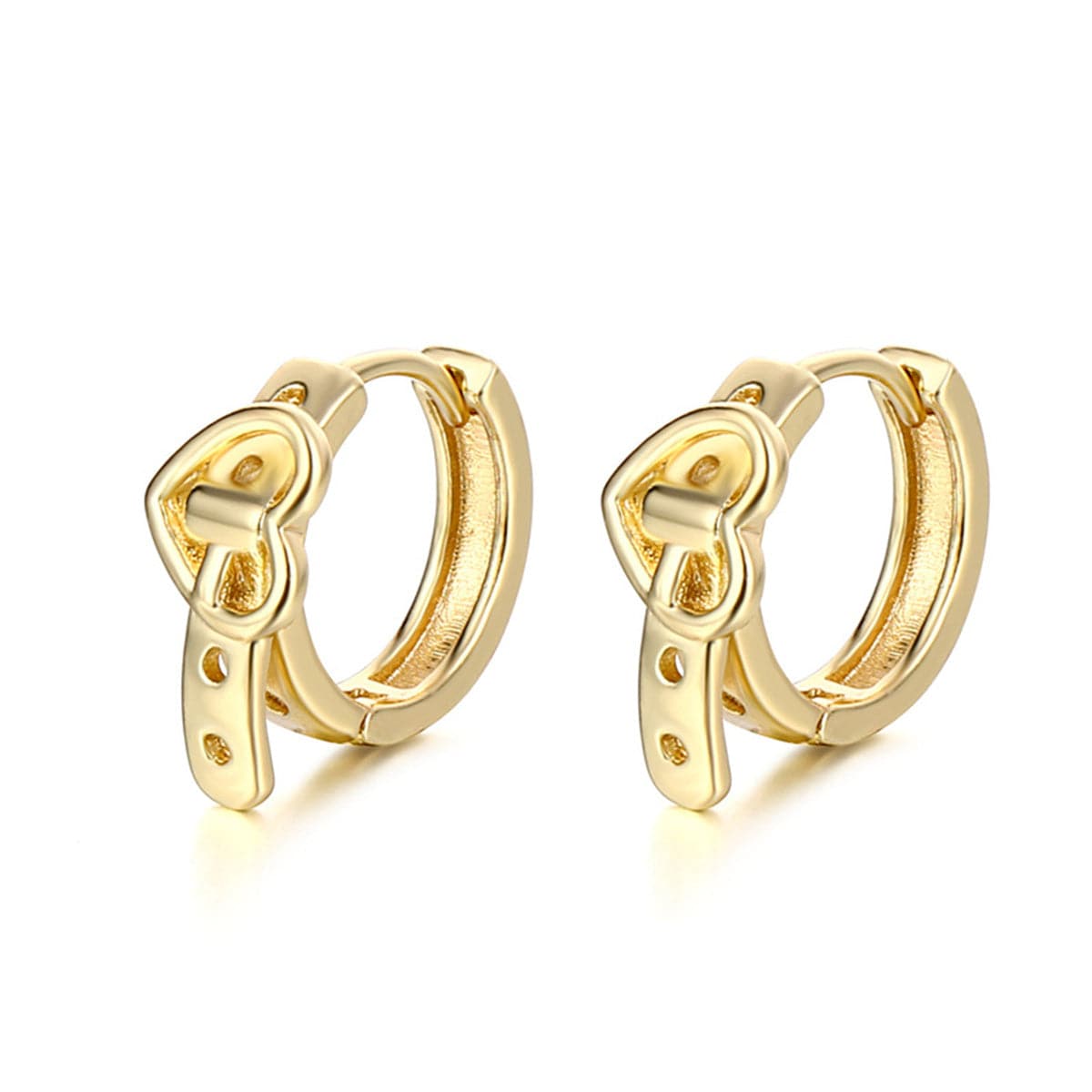 18K Gold-Plated Heart Belt Huggie Earrings