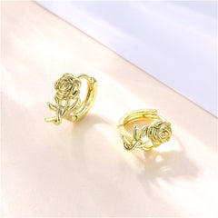 18K Gold-Plated Rose Huggie Earrings