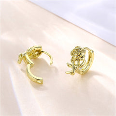 18K Gold-Plated Rose Huggie Earrings