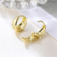 18K Gold-Plated Openwork Floral Circle Huggie Earrings
