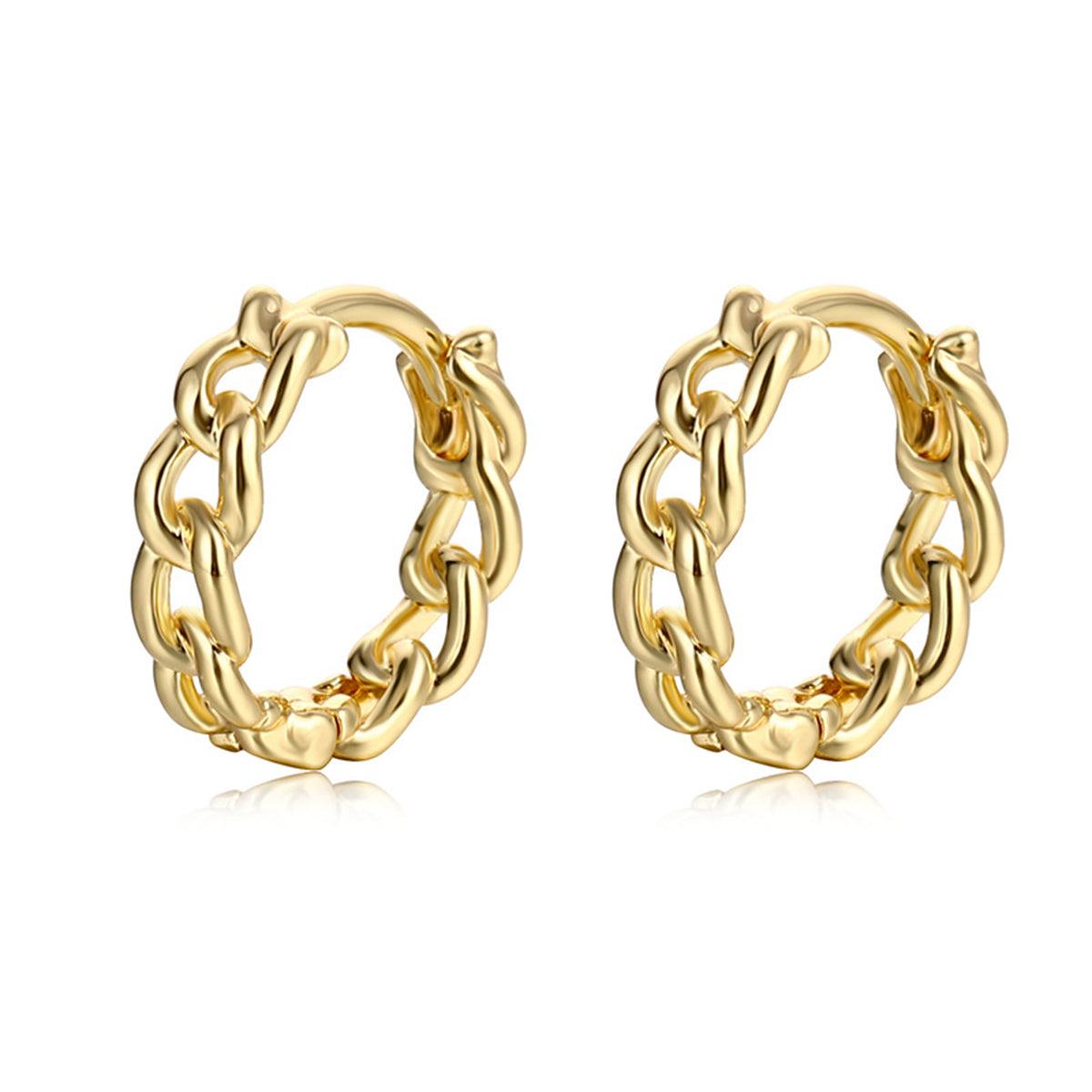 18K Gold-Plated Curb Chain Huggie Earrings