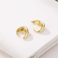 18K Gold-Plated Ellipse Huggie Earrings