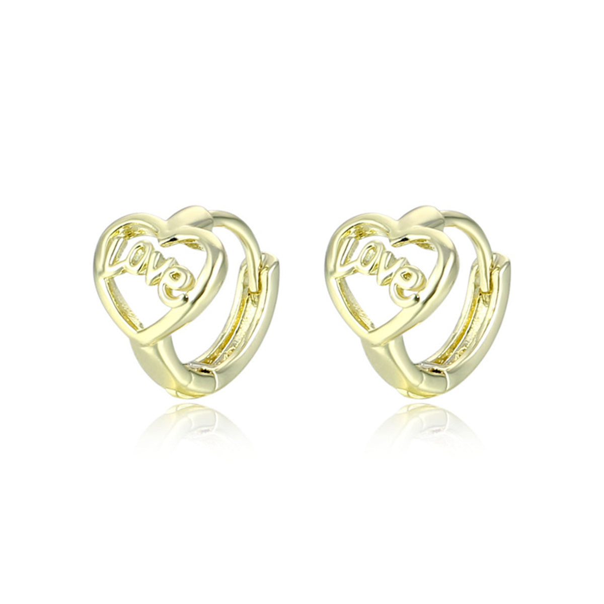18K Gold-Plated Heart 'Love' Huggie Earrings