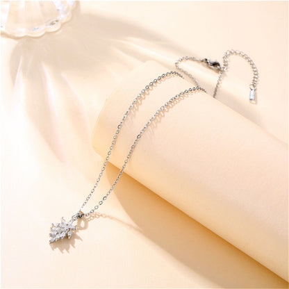Crystal and Silver-Plated Botanical Pendant Necklace, silver pendant necklace for women, styled look