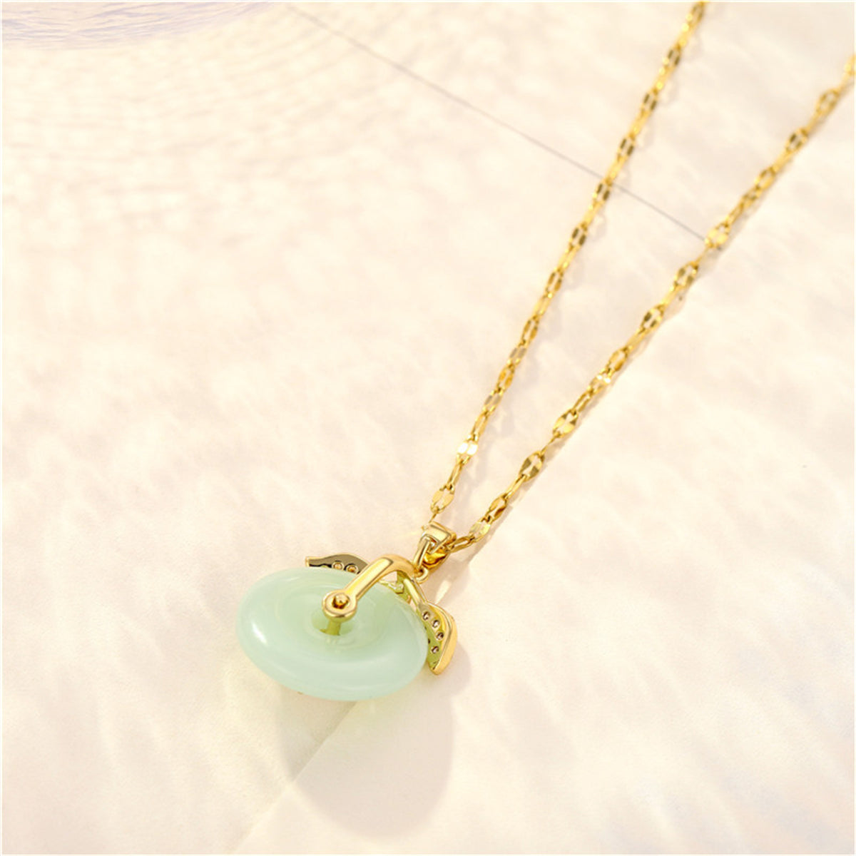 Jade & Cubic Zirconia 18K Gold-Plated Botanical Pendant Necklace