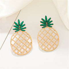 Green Resin & 18K Gold-Plated Openwork Pineapple Drop Earrings