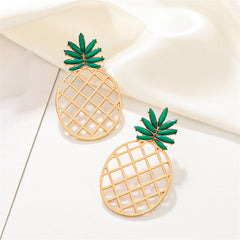 Green Resin & 18K Gold-Plated Openwork Pineapple Drop Earrings