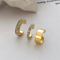 Cubic Zirconia & 18k Gold-Plated Three-Piece Ear Cuff Set