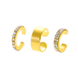Cubic Zirconia & 18k Gold-Plated Three-Piece Ear Cuff Set