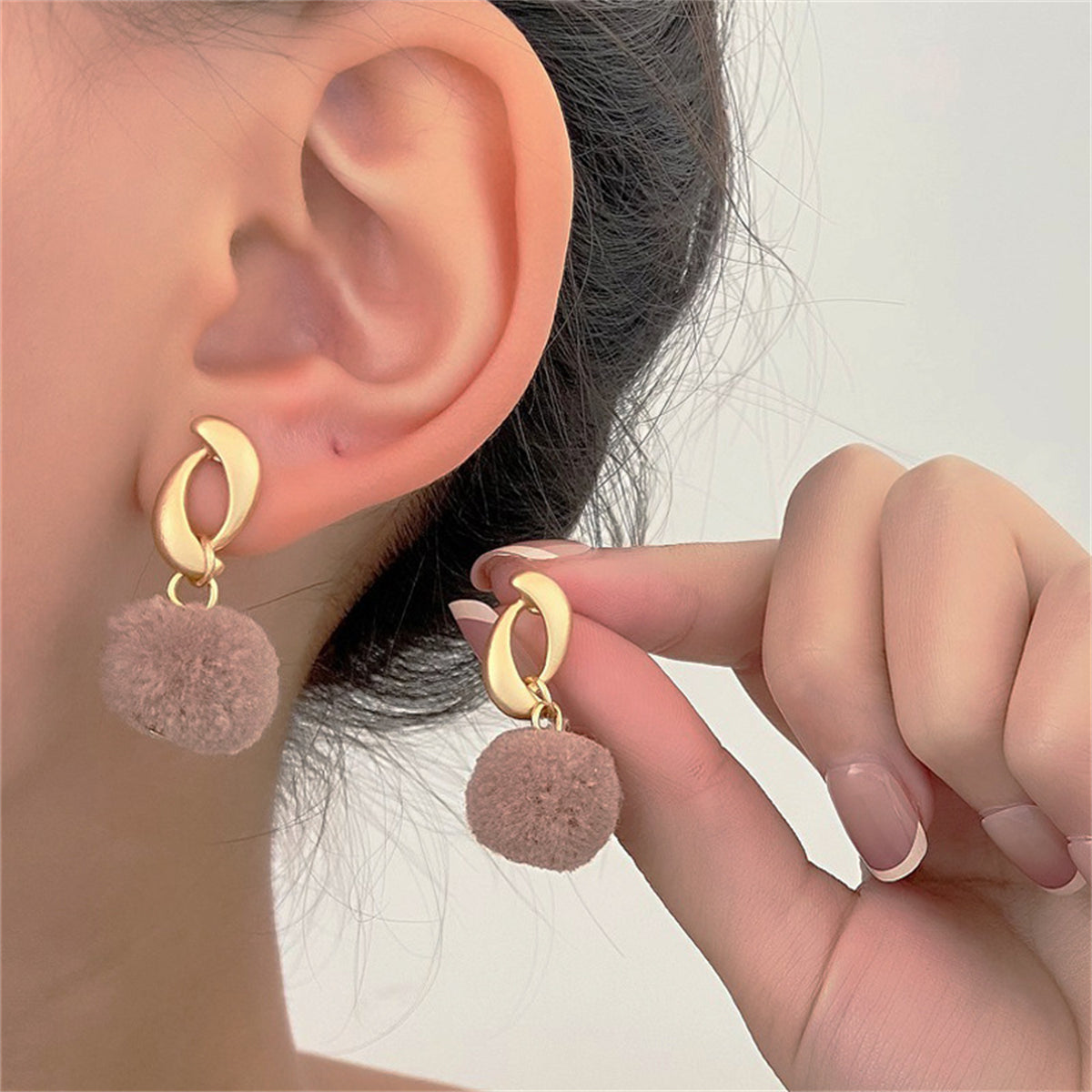 Mauve Polyster & 18K Gold-Plated Pom-Pom Drop Earrings
