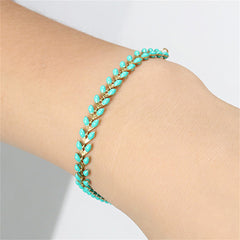 Green Enamel & 18K Gold-Plated Wheat-Chain Bracelet
