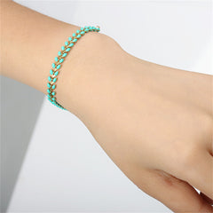 Green Enamel & 18K Gold-Plated Wheat-Chain Bracelet