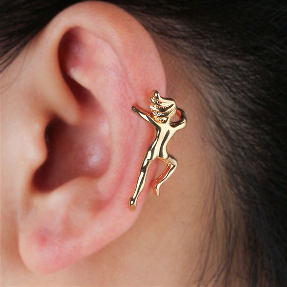 18K Gold-Plated Figure Ear Cuff, gold stud earrings for women, everyday style, front view