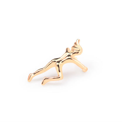18K Gold-Plated Figure Ear Cuff, gold stud earrings for women, everyday style, side view