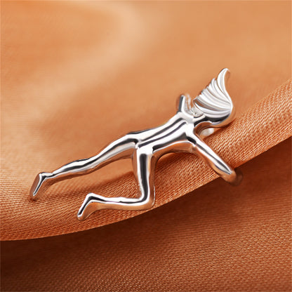Silver-Plated Figure Ear Cuff, silver stud earrings for women, botanical inspired, detail close-up