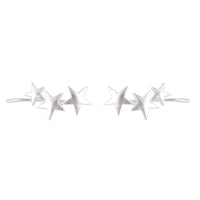Silver-Plated Stars Ear Climbers